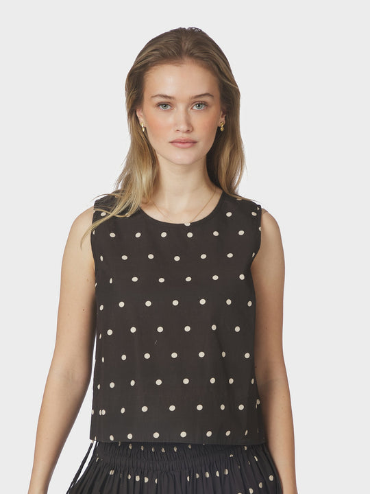 Neo Noir Polly Dot Top Dark Brown