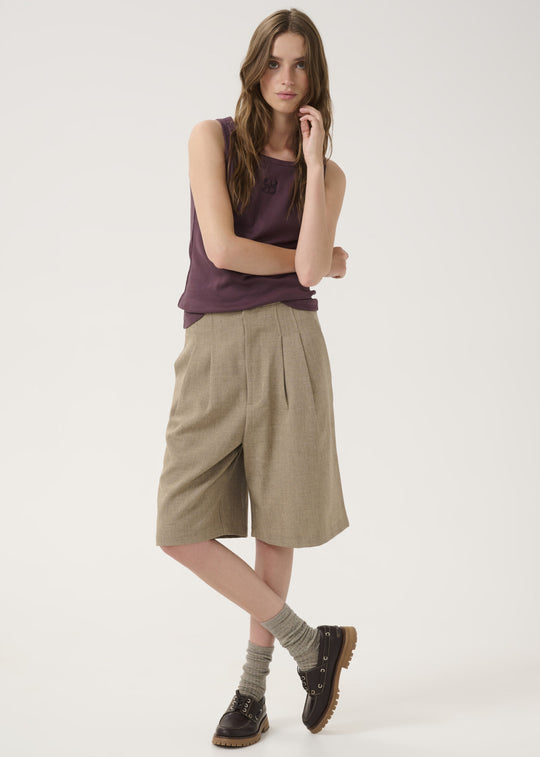 My Essential Wardrobe DionMW High Wide Shorts Sepia Tint Melange
