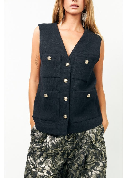 Lollys Laundry Edel Vest SS Dark Navy