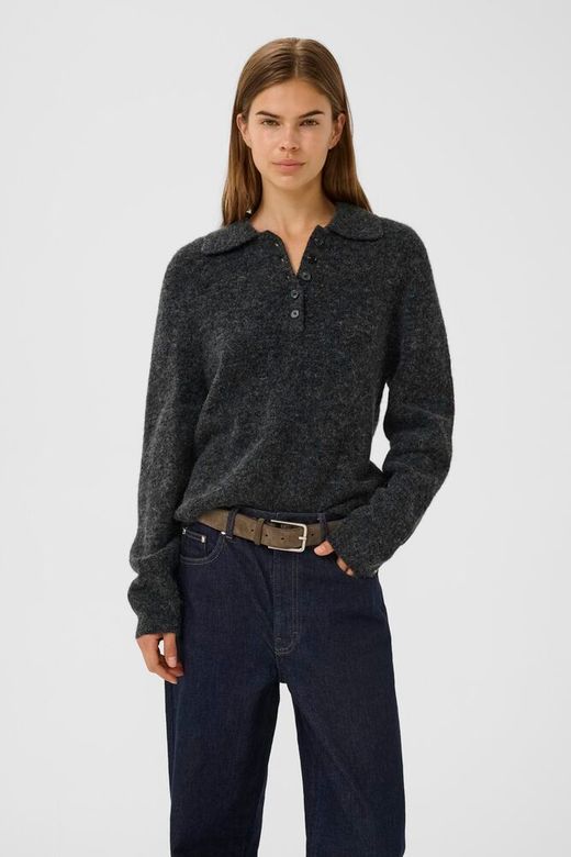 Gestuz GZalpha polo pullover Charcoal melange