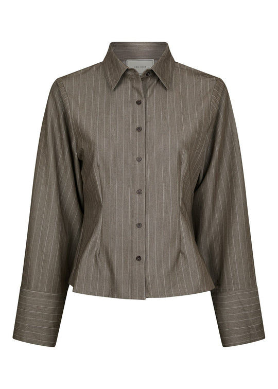 Neo Noir Rosa Pinstripe Melange Shirt Dusty Brown