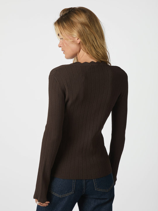 Neo Noir Clara Stitch Knit Blouse Dark Brown
