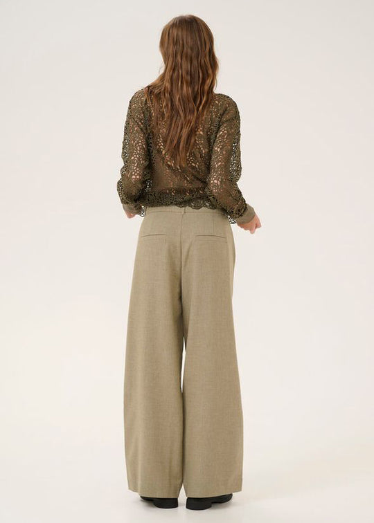 My Essential Wardrobe Dion wide pant Sandy Green Melange
