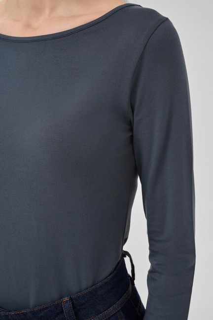 My Essential Wardrobe VistaMW Boat Neck Blouse Dark slate