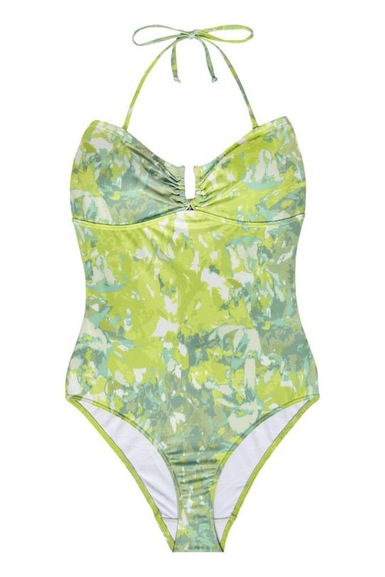 Gestuz KellyGZ open bk swimsuit green splash