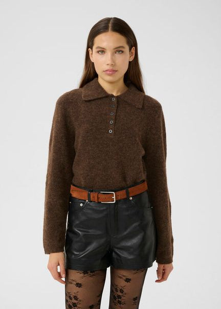 Gestuz GZalpha polo pullover Buff Melange (Brun)