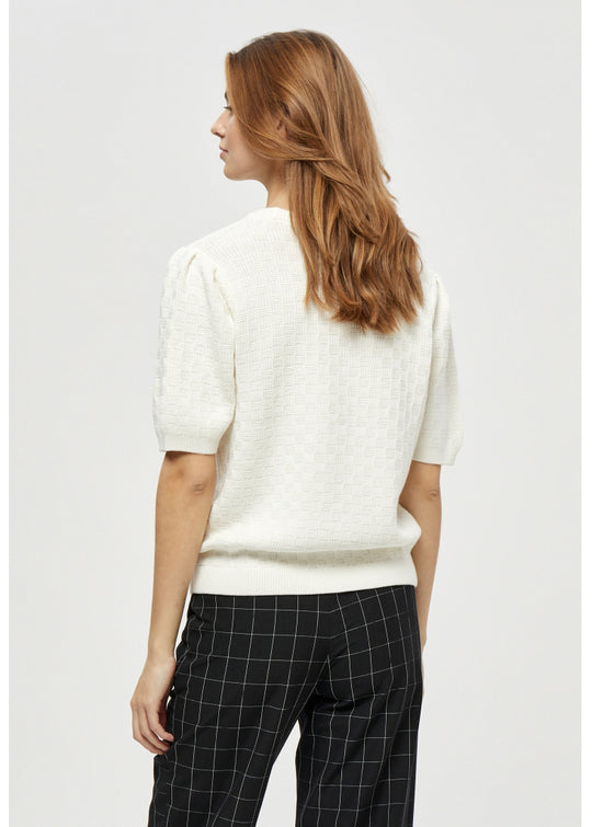 Minus Jasmine -Strick -T -Shirt gebrochen weiß