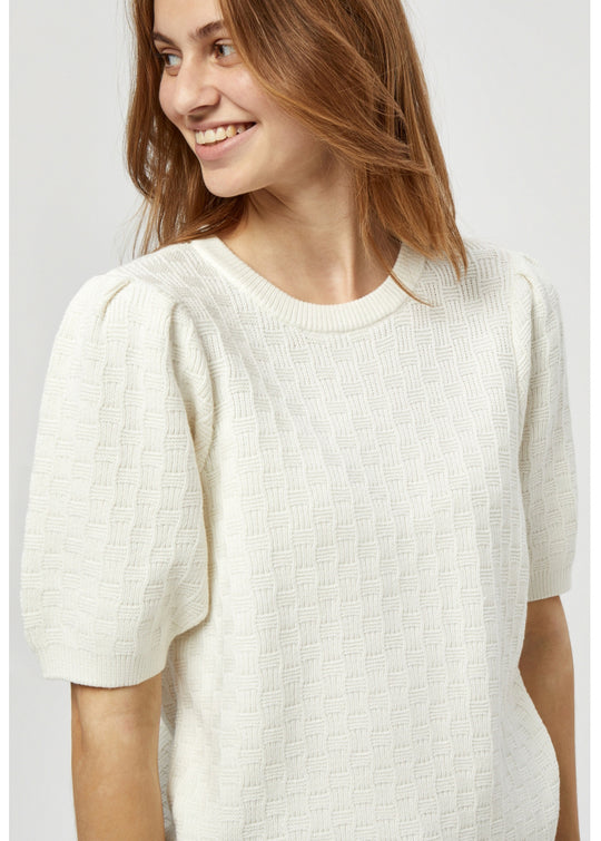 Minus Jasmine -Strick -T -Shirt gebrochen weiß