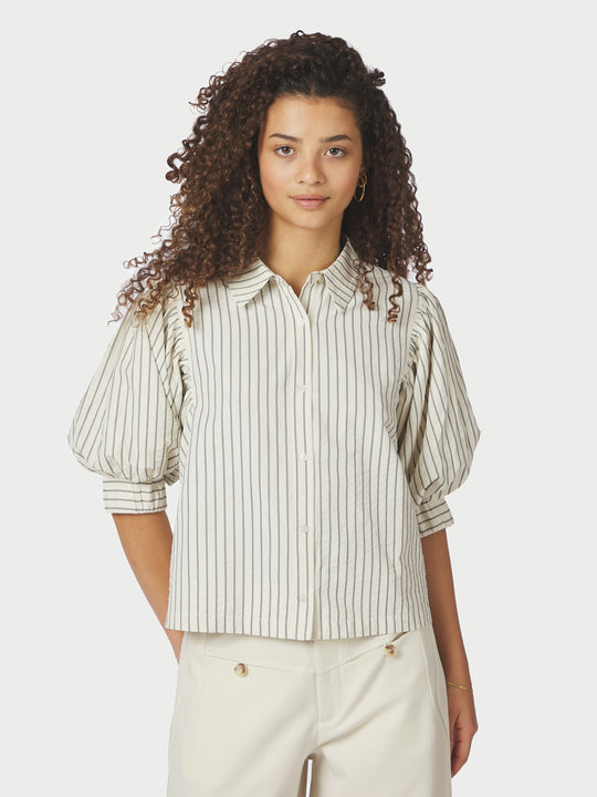 Neo Noir Etta Slim Stripe Shirt Off White
