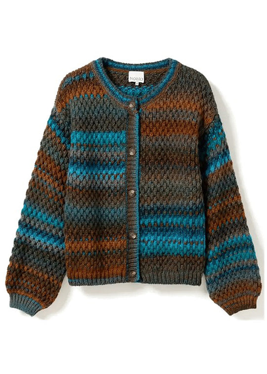 Noella Kae Knit Cardigan Turqouise Brown Mix