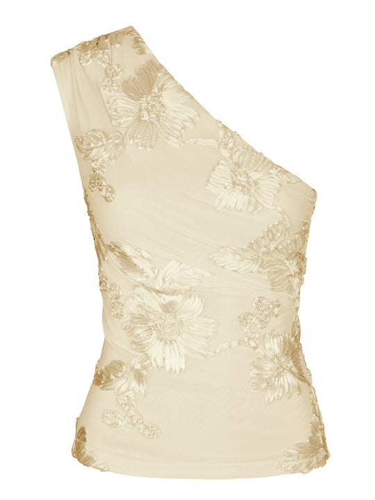 Neo Noir Florini Big Flower Mesh Top Light Yellow