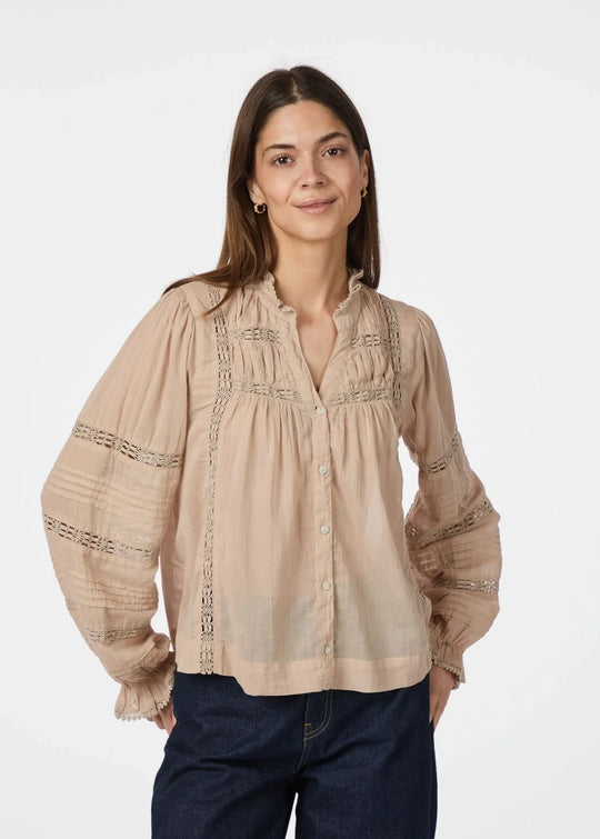 Neo Noir Lyla S Voile Blouse Toffee