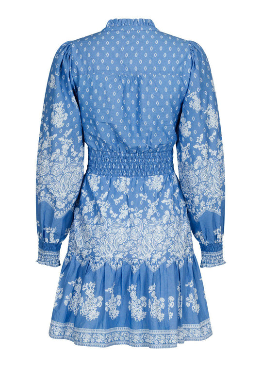 Neo Noir Malti Border Dress Dusty Blue