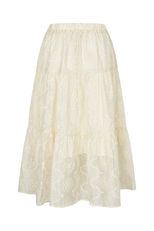 Lollys Laundry MorningLL Midi Skirt creme broderi anglaise