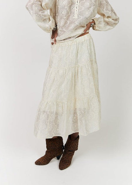 Lollys Laundry MorningLL Midi Skirt creme broderi anglaise