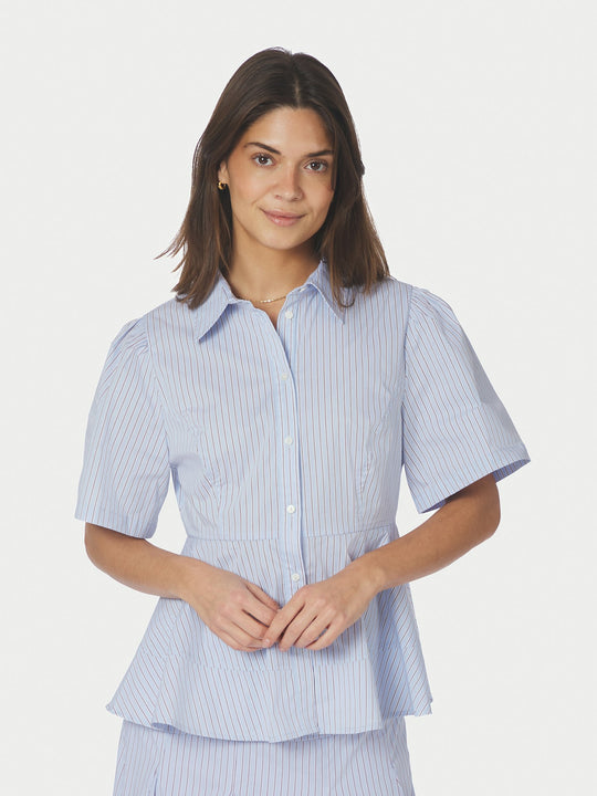 Neo Noir Janelle Stripe Shirt Blue/Brown Stripe