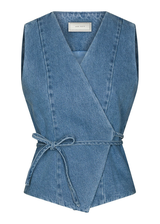 Neo Noir Samara Denim Waistcoat Blue
