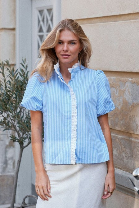 Neo Noir Ulia Stripe Blouse Blue Stripe
