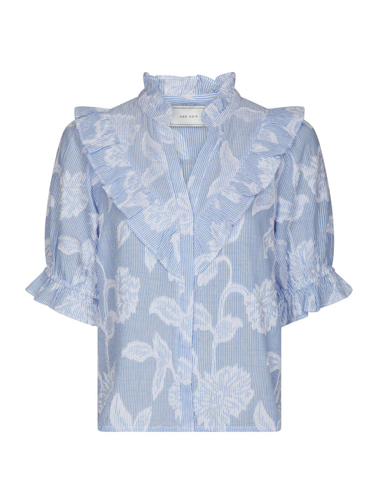 Neo Noir Manet Jacquard Blouse Light Blue