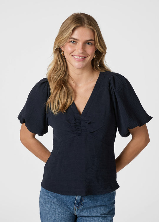 Neo Noir Irina Structure Blouse Navy