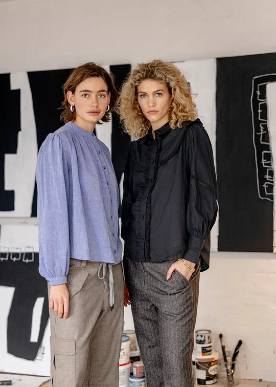 Project AJ117 Pil -Shirt -Baumwoll -Cambric Schwarz