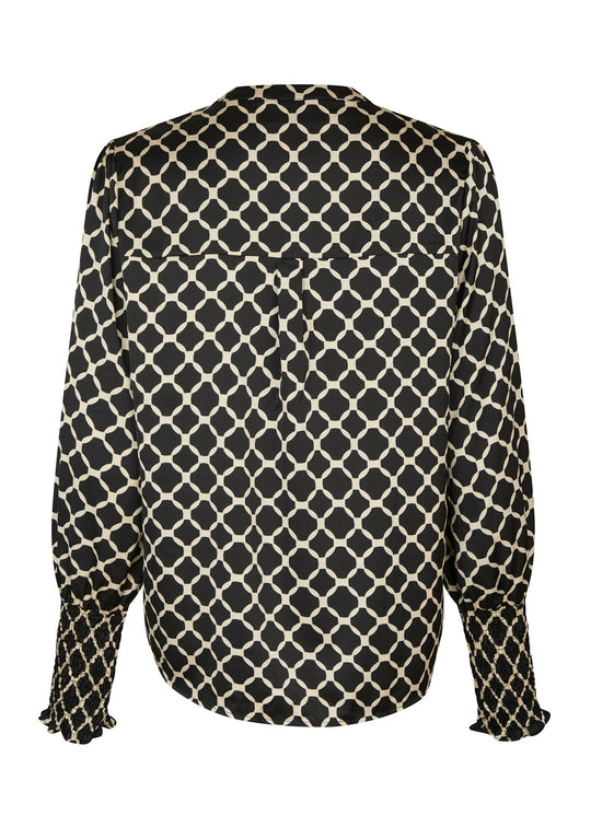 Neo Noir Landa Tile Print Blouse Black