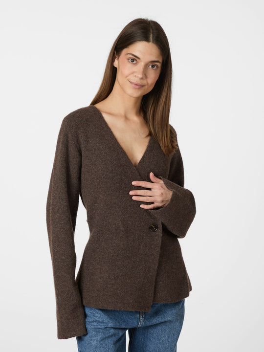 Neo Noir Marie Louise Knit Cardigan Brown Melange
