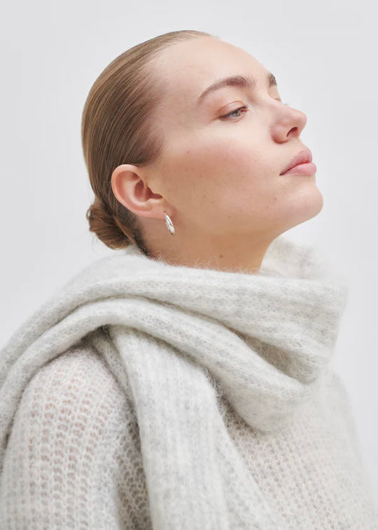 Second Female Caroa Knit Scarf Light Grey Melange