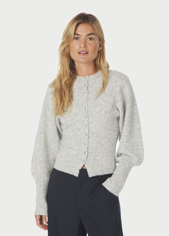 Neo Noir Briano Soft Knit Cardigan Light Grey Melange