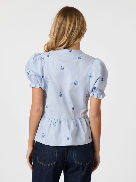 Neo Noir Savy Embroidery Blouse Light Blue