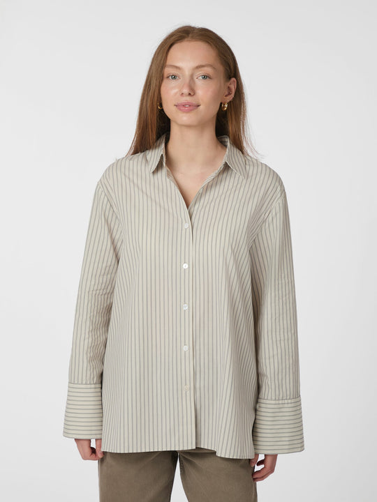 Neo Noir Dita Double Stripe Shirt Creme