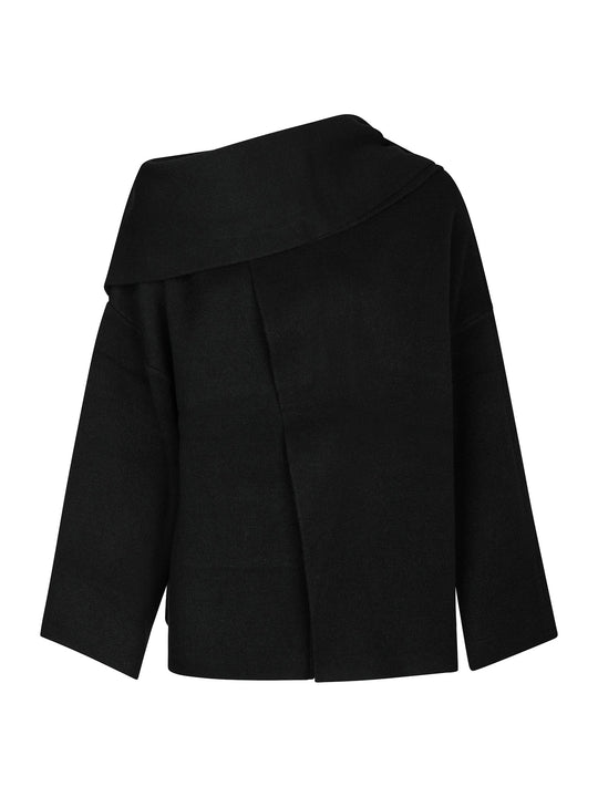 Neo Noir Wals Knit Scarf Blouse Black