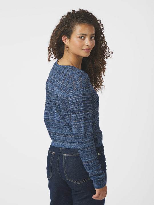 Neo Noir Gini Chevron Knit Cardigan Navy