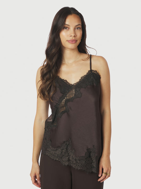 Neo Noir Viole Lace Top Dark Brown
