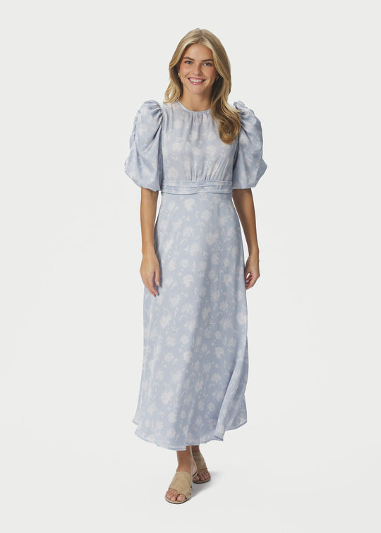 Neo Noir Kikka Faded Flower Dress Light Blue
