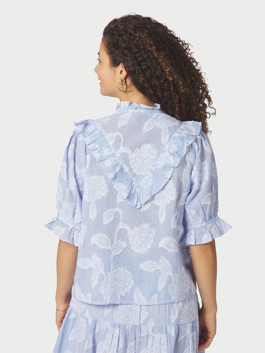 Neo Noir Manet Jacquard Blouse Light Blue