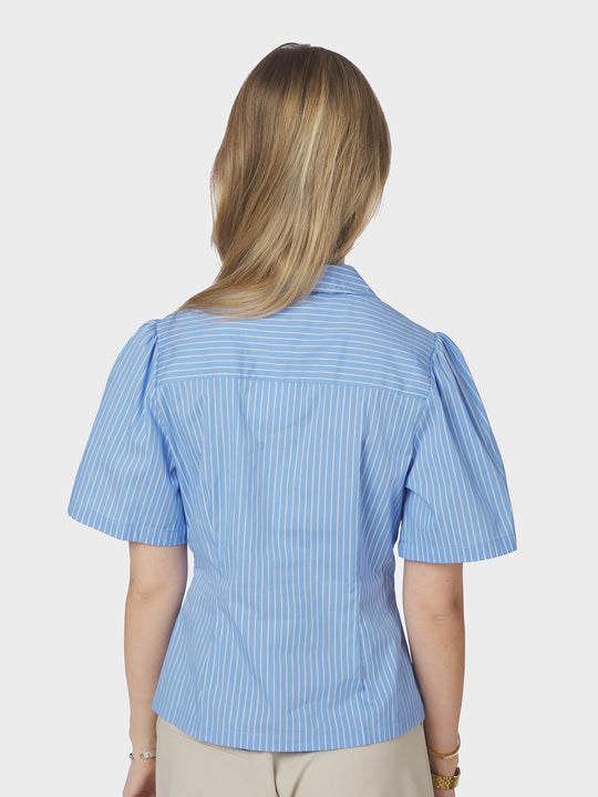 Neo Noir Balara Stripe Poplin Shirt Light Blue