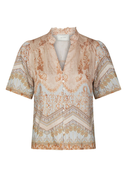 Neo Noir Torana Flower Border Blouse Flower Peach