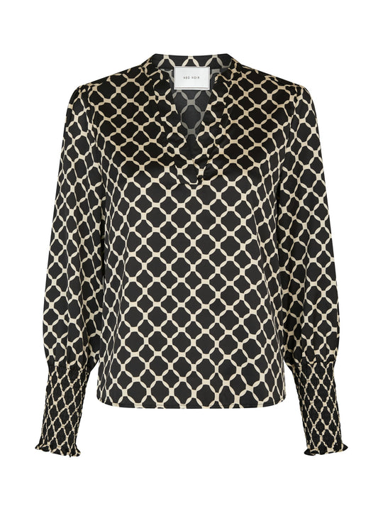 Neo Noir Landa Tile Print Blouse Black