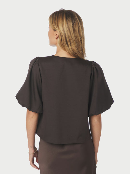 Neo Noir Aisa Dull Satin Blouse Brown