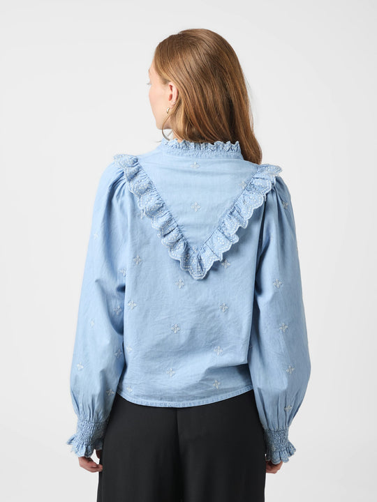 Neo Noir Degas Denim Blouse Light Blue
