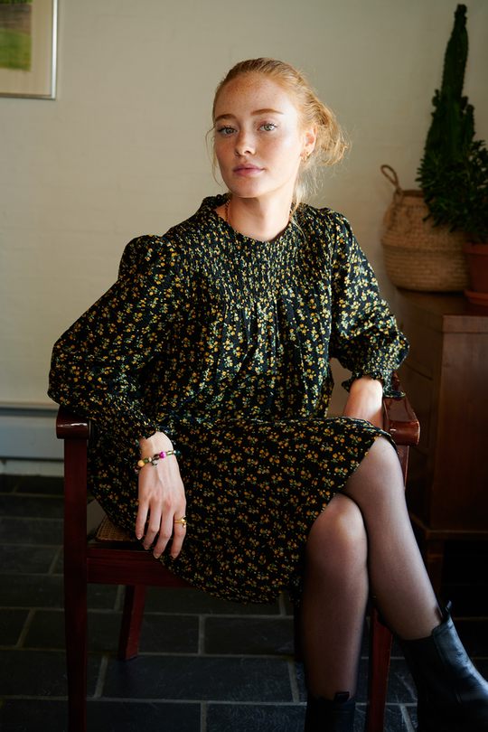 Noella Ava Dress Black / Yellow Flower