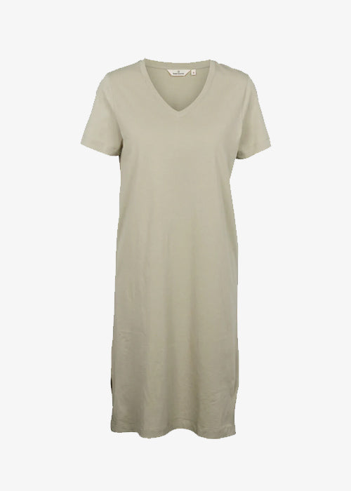 Basic Apparel Rebekka klänning v-ringning mossa grå