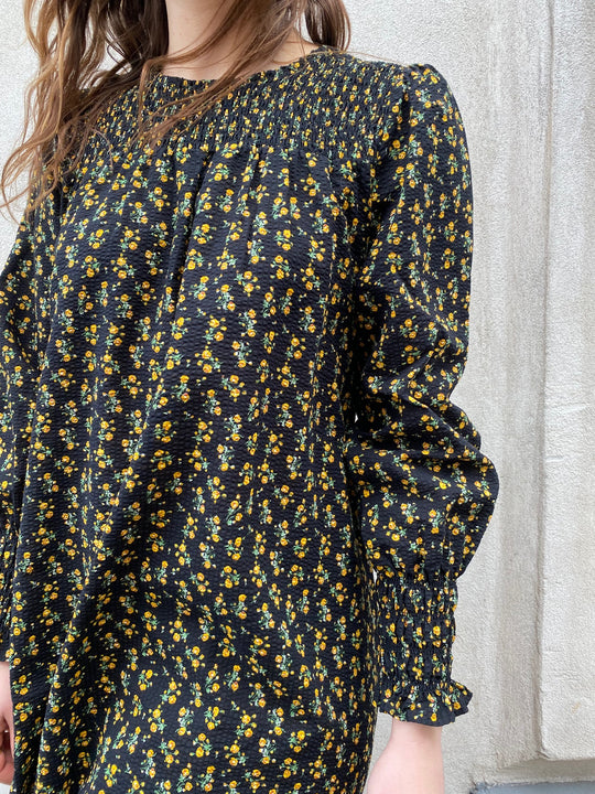 Noella Ava Dress Black / Yellow Flower