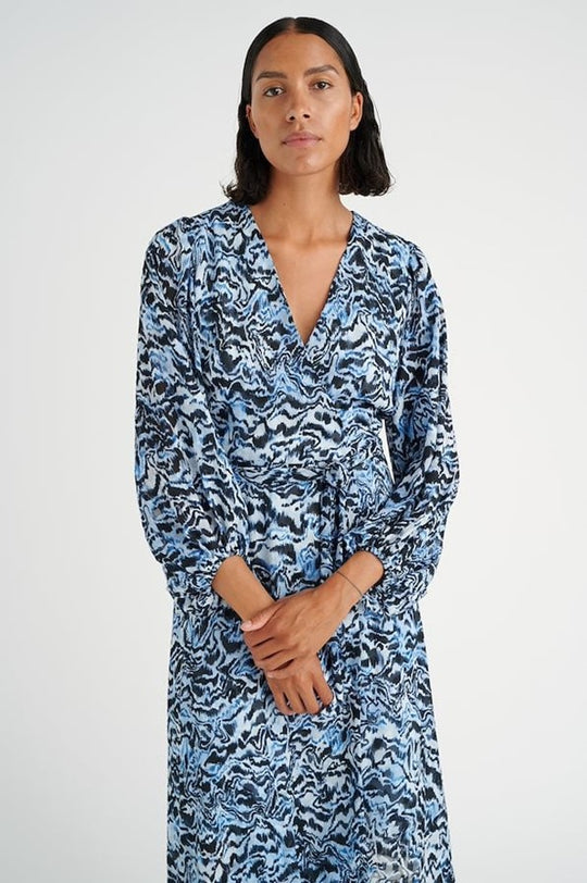 Inwear Basiraiw Wrap Dress Blue Bark Wood