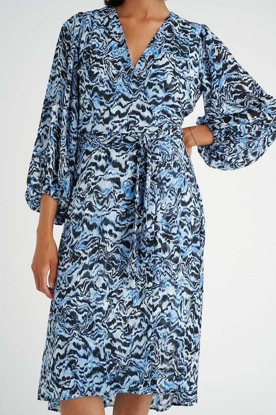Inwear Basiraiw Wrap Dress Blue Bark Wood