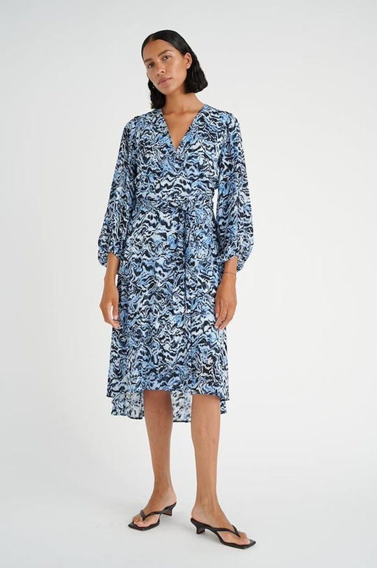 Inwear Basiraiw Wrap Dress Blue Bark Wood