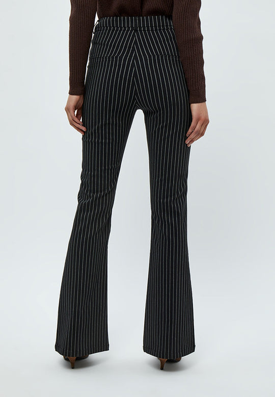 Minus Carma stripe flared pants black grey pinstripe