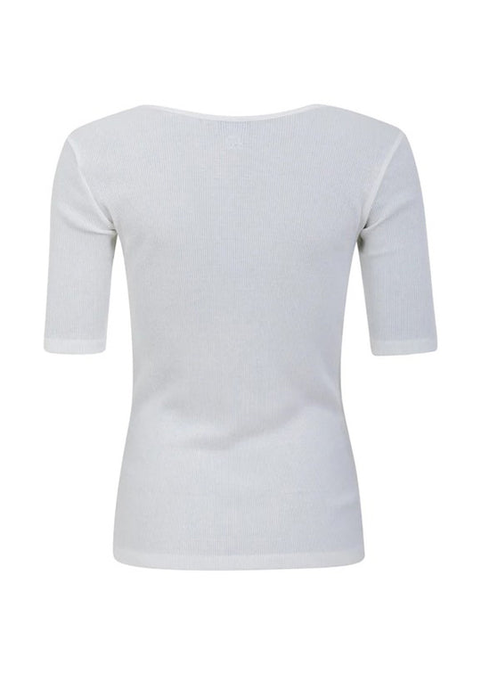 COSTER COPENHAGEN CC HJÄRT SILK SCOOP NACK T-SHIRT VIT