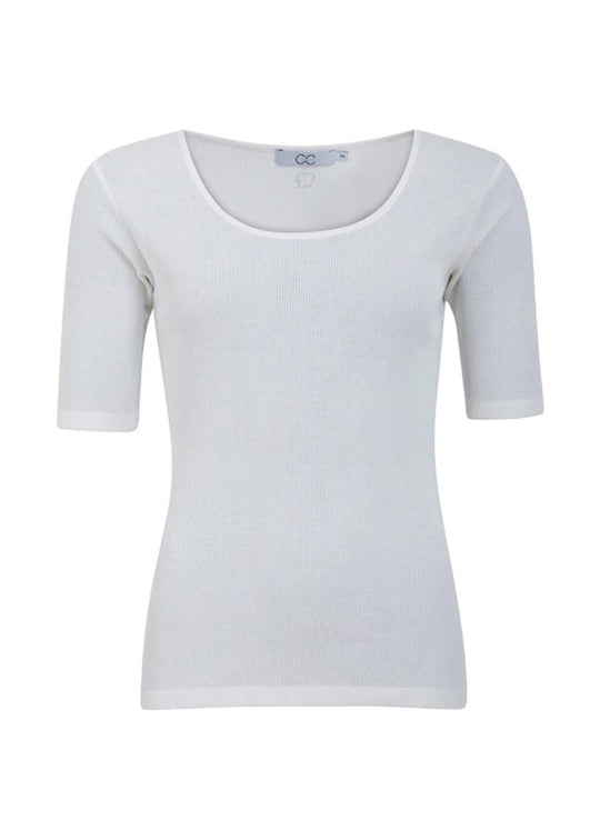 COSTER COPENHAGEN CC HJÄRT SILK SCOOP NACK T-SHIRT VIT